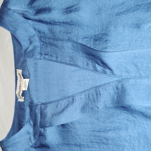 Coldwater Creek Top Size 1X Sleeveless Spring Summer Casual Light Blue Chiffon - Picture 10 of 11